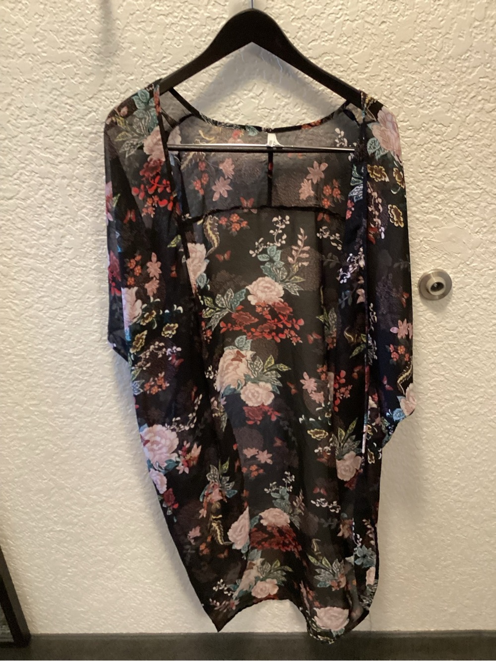 Live 4 Truth Black Sheer Floral Kimono